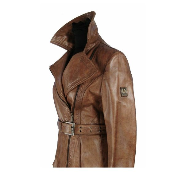 New Genuine Belstaff Leather Long Iver Pilots Coat EU 42 Italy Antique Cuer - Picture 8 of 13